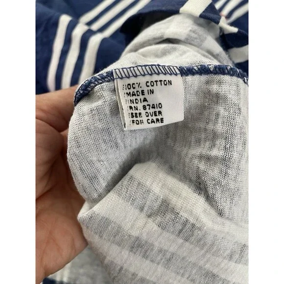 Vintage Striped T Shirt Mens 2XL Blue White Oversized Streetwear NWT - Picture 7 of 9